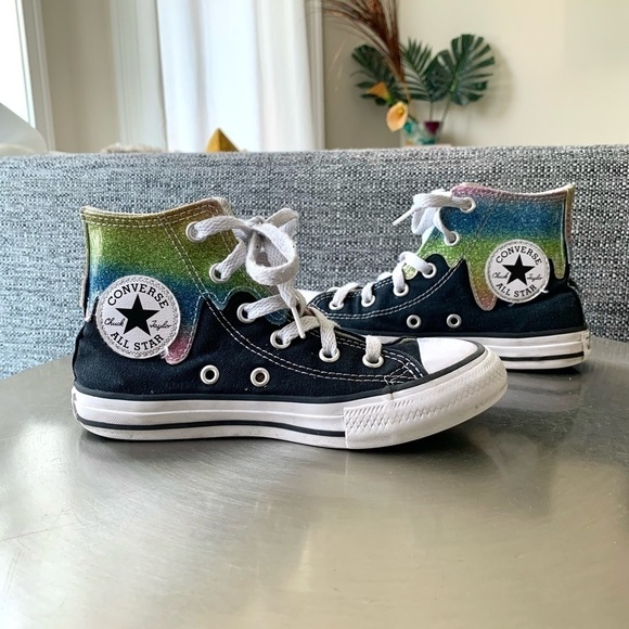 Converse Chuck Taylor All Star Hi glitter drip Sneakers high top kids shoes girl - Picture 5 of 7